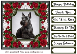 Lace and red roses Scottish terrier card front 3