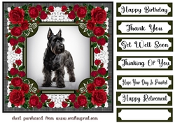 Lace and red roses Scottish terrier card front 7