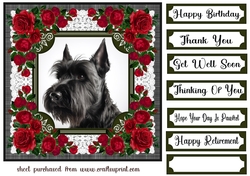 Lace and red roses Scottish terrier card front 10