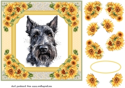 Sunflower Scottish terrier card front 8