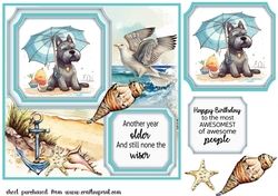 Seaside Scottish terrier card front 1