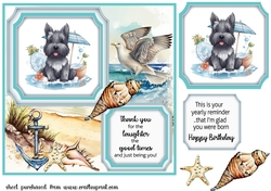 Seaside Scottish terrier card front 3