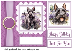 Lavender Scottish terrier card front 2