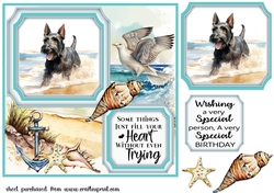 Scottish terrier on the beach card front (new) 3