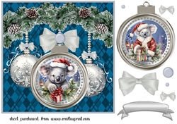 Christmas bauble koala card front 