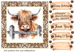 Framed Highland cow card front 6