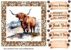 Framed Highland cow card front 7