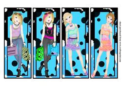 4 Blue Teenage Girk Bookmarks or Dl Toppers