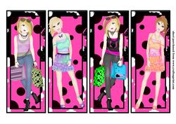 4 Pink Teenage Girl Bookmarks or Dl Toppers