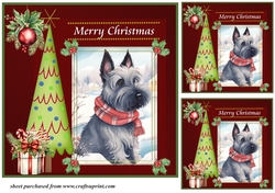 3 Merry Christmas Scottish terrier card front/toppers 1