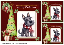 3 Merry Christmas Scottish terrier card front/toppers 3