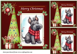 3 Merry Christmas Scottish terrier card front/toppers 4