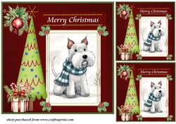 3 Merry Christmas Scottish terrier card front/toppers 5