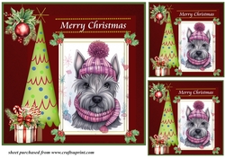 3 Merry Christmas Scottish terrier card front/toppers 6