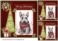 3 Merry Christmas Scottish terrier card front/toppers 7
