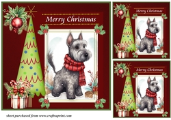 3 Merry Christmas Scottish terrier card front/toppers 8