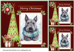 3 Merry Christmas Scottish terrier card front/toppers 9