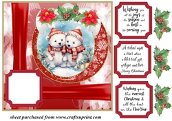 Red Christmas polar bear card front 2