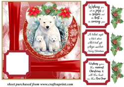 Red Christmas polar bear card front 3