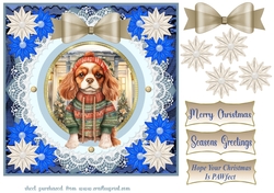 Blue Christmas pup in jumper card front 15