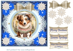 Blue Christmas pup in jumper card front 17
