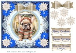 Blue Christmas pup in jumper card front 20