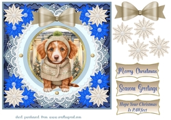 Blue Christmas pup in jumper card front 21