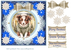 Blue Christmas pup in jumper card front 22