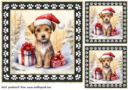 3 Framed Christmas pup card front/toppers 3