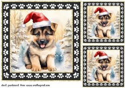 3 Framed Christmas pup card front/toppers 12