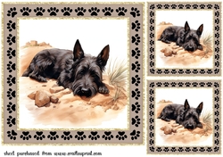 3 Desert Scottish terrier card fronts/toppers 10