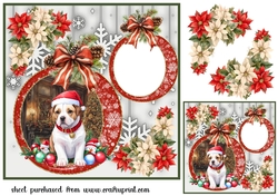 Snowflake Christmas pup card front 3