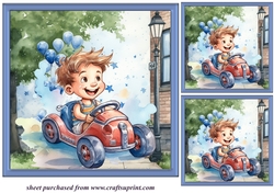 3 Kids n cars card fronts/toppers 1