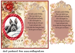 Scottish terrier red rose and music card front 1