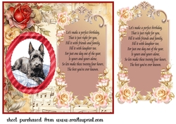 Scottish terrier red rose and music card front 2