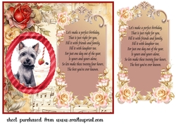 Scottish terrier red rose and music card front 3