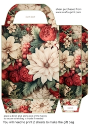 Vintage Christmas flowers gift bag 1