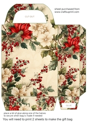 Vintage Christmas flowers gift bag 11