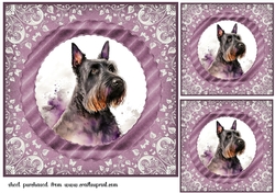3 Purple and silver Scottish terrier card fronts/toppers 3