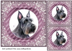 3 Purple and silver Scottish terrier card fronts/toppers 4