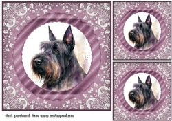 3 Purple and silver Scottish terrier card fronts/toppers 9