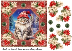 Christmas cat card front 16
