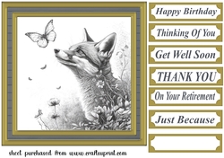 Fox and butterfly card front 7