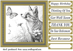 Fox and butterfly card front 10