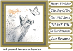 Fox and butterfly card front 12