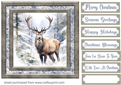 Framed Christmas stag card front 2