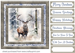Framed Christmas stag card front 3