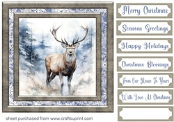 Framed Christmas stag card front 5