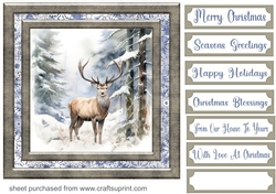 Framed Christmas stag card front 7