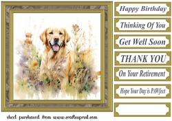 Yellow floral Labrador card front 1